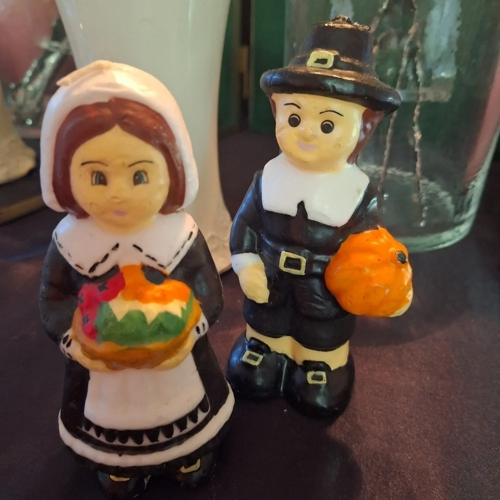 Pilgrim candle wax figures